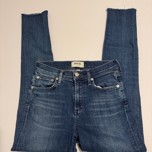 Agolde - Sophie Mid Rise Skinny Jeans women’s size 24 raw edge hem - Picture 2 of 9